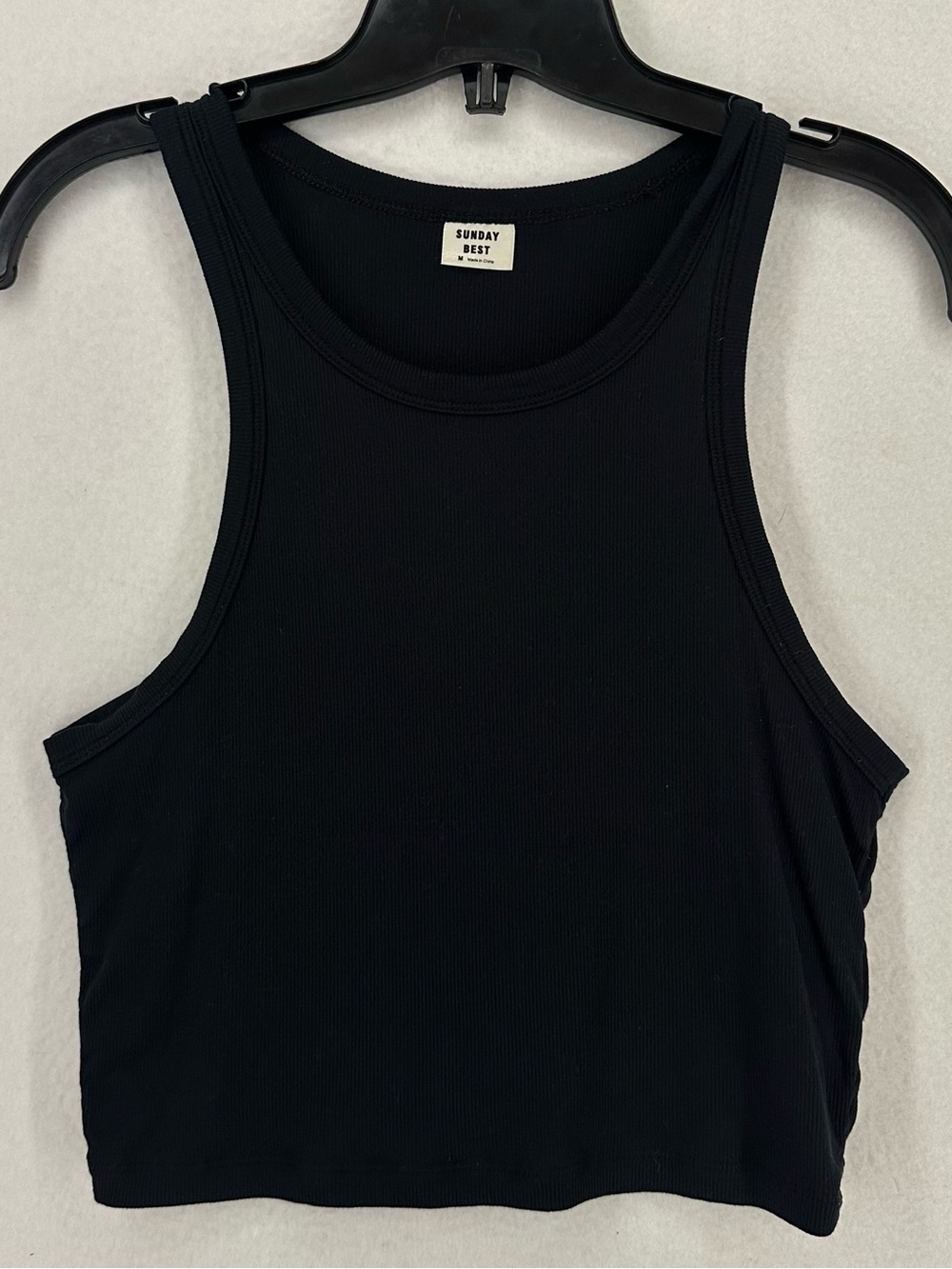 Sunday Best Ribbed High Neck Cropped Tank Top Women’s‎ Medium Black
